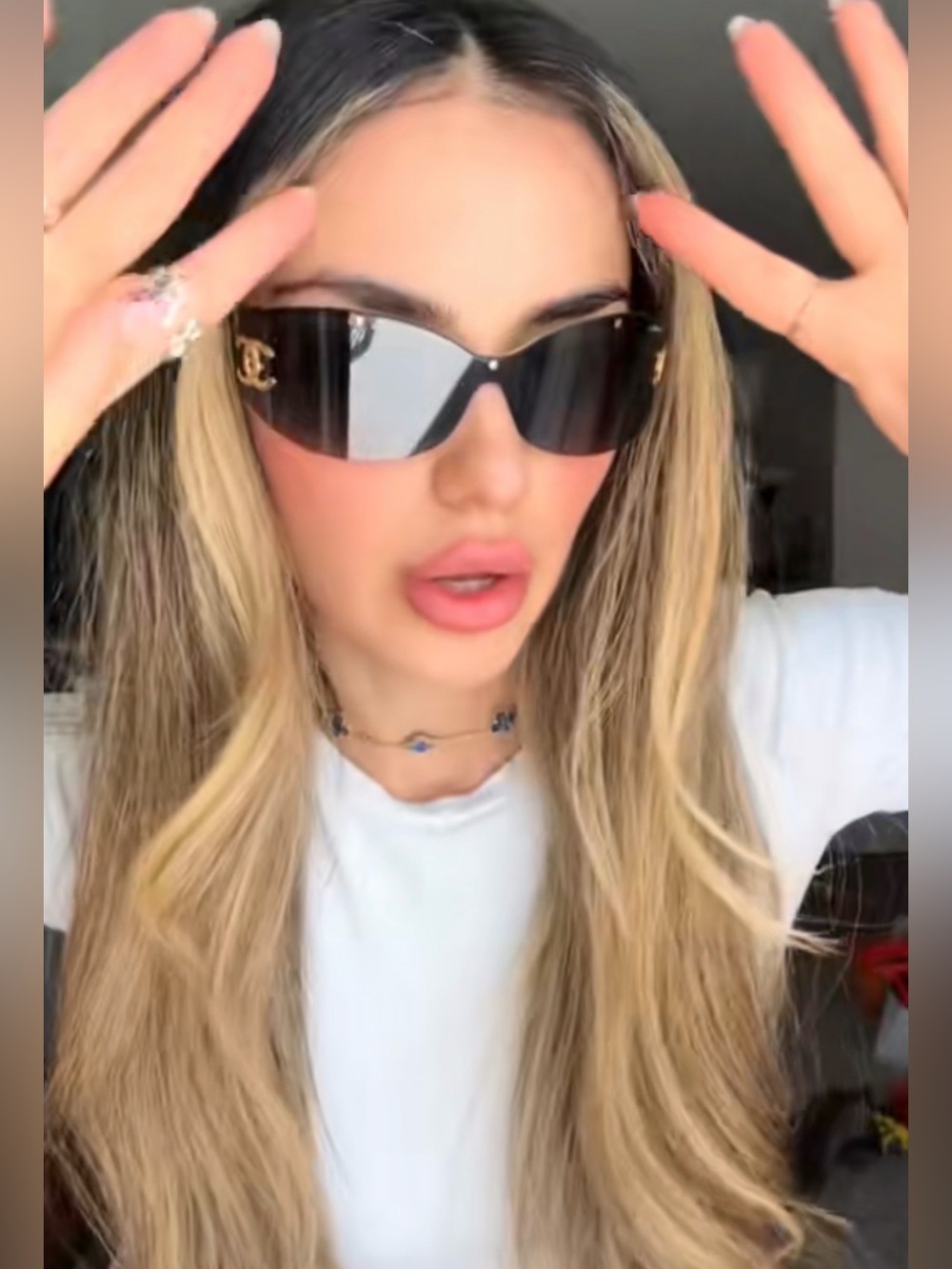 $950 Authentic CHANEL Gray Shield Sunglasses with Gold - Picture 5 of 12